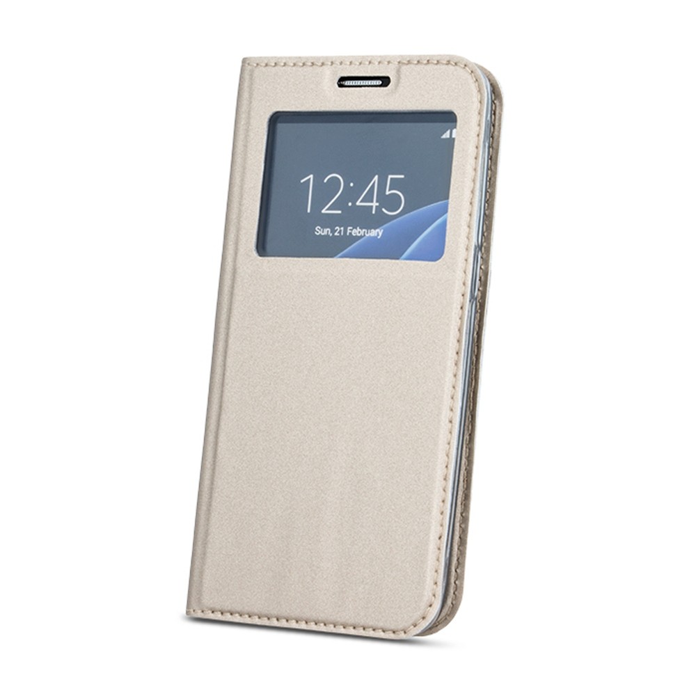 Samsung Galaxy S8 Plus Θήκη Βιβλίο Χρυσό Με Παράθυρο Book Case Smart Look Gold