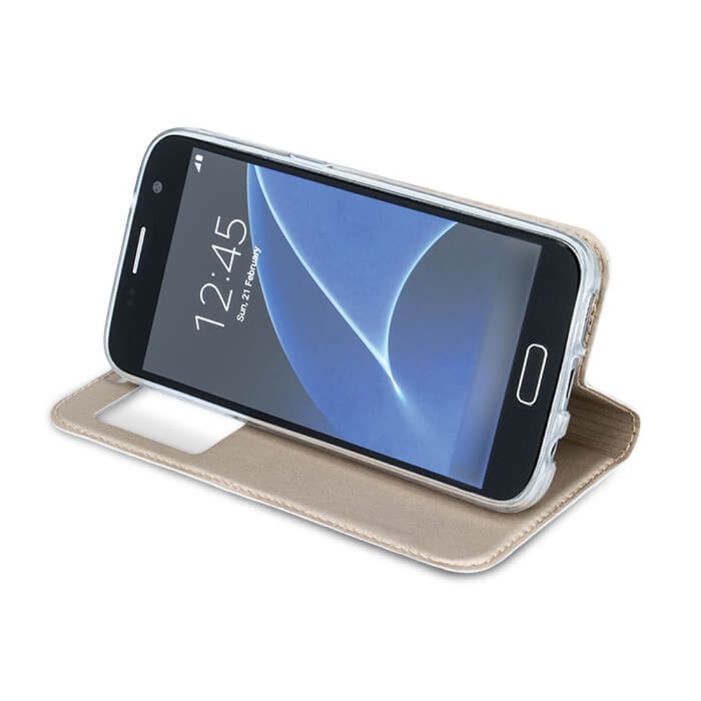 Samsung Galaxy S8 Plus Θήκη Βιβλίο Χρυσό Με Παράθυρο Book Case Smart Look Gold