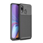 Samsung Galaxy A40 Θήκη Σιλικόνης Μαύρο Carbon Fiber Silicone Case Black