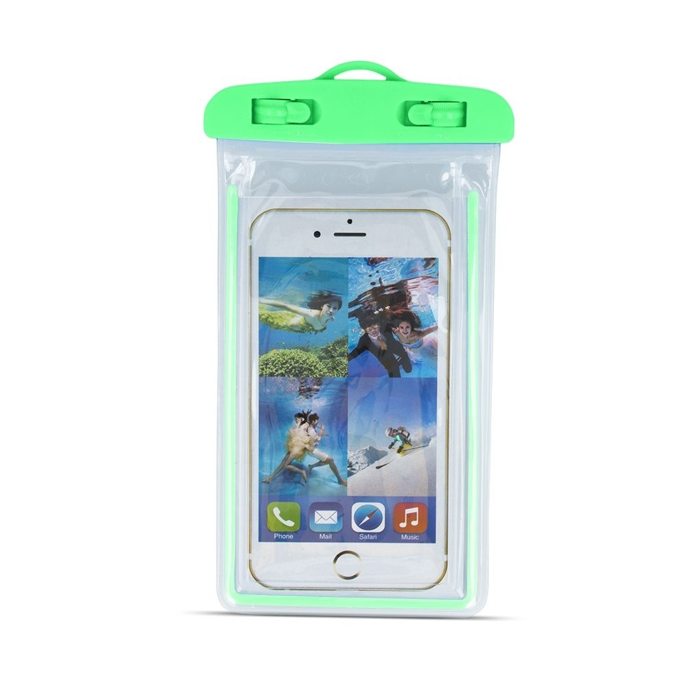 Αδιάβροχη Θήκη Universal 5,0” έως 6,5" XL Waterproof GreenGo Διαφανές - Πράσινη