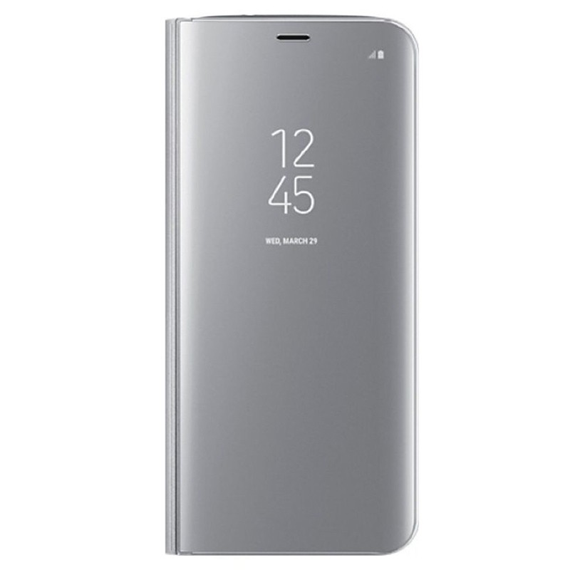 Samsung Galaxy A40 Θήκη Βιβλίο Ασημί Clear View Stand Silver