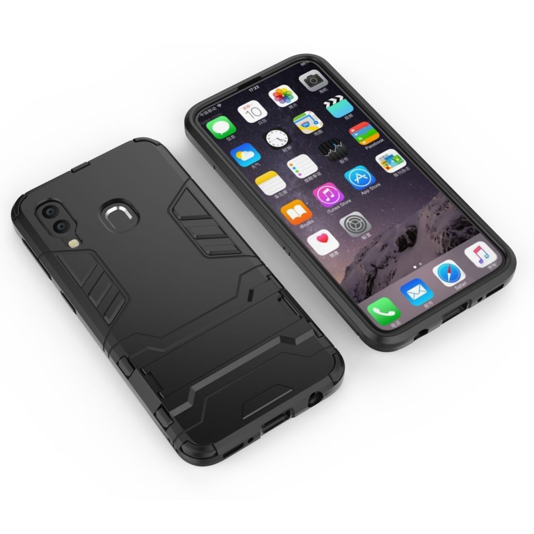 Samsung Galaxy A40 Σκληρή Θήκη Σιλικόνης Με Σταντ Shockproof Protective Case Silicone Case Black