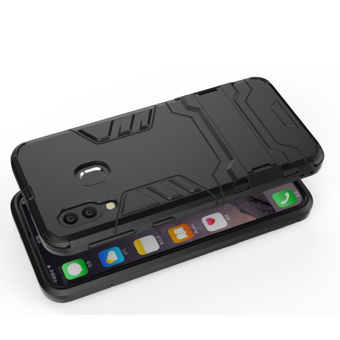 Samsung Galaxy A40 Σκληρή Θήκη Σιλικόνης Με Σταντ Shockproof Protective Case Silicone Case Black