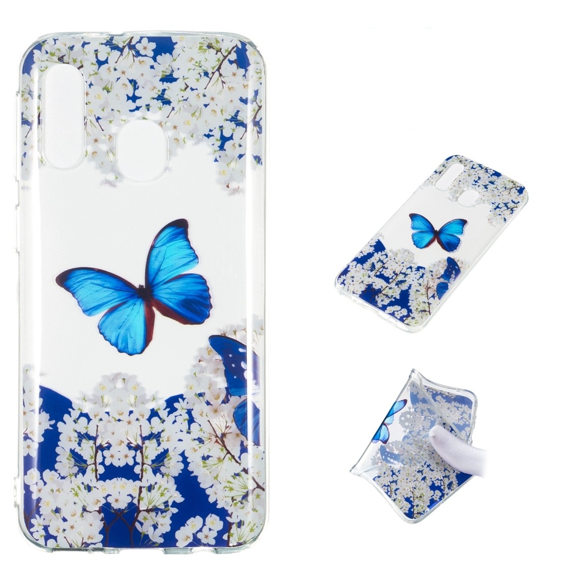 Θήκη Σιλικόνης Samsung Galaxy A40 Μπλε Πεταλούδα Silicone Case