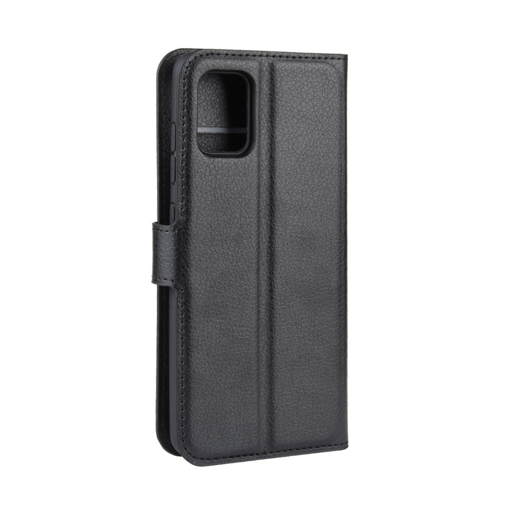 Θήκη Samsung Galaxy A71 Βιβλίο Μαύρο Litchi Texture Horizontal Flip Leather Case With Holder & Card Slots Black