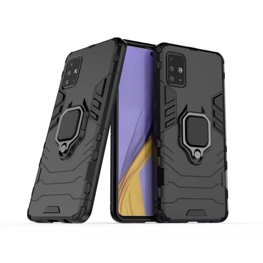 Σκληρή Θήκη Samsung Galaxy A51 4G Μαύρη Με Σταντ PC+TPU Shockproof with Magnetic Ring Holder Black