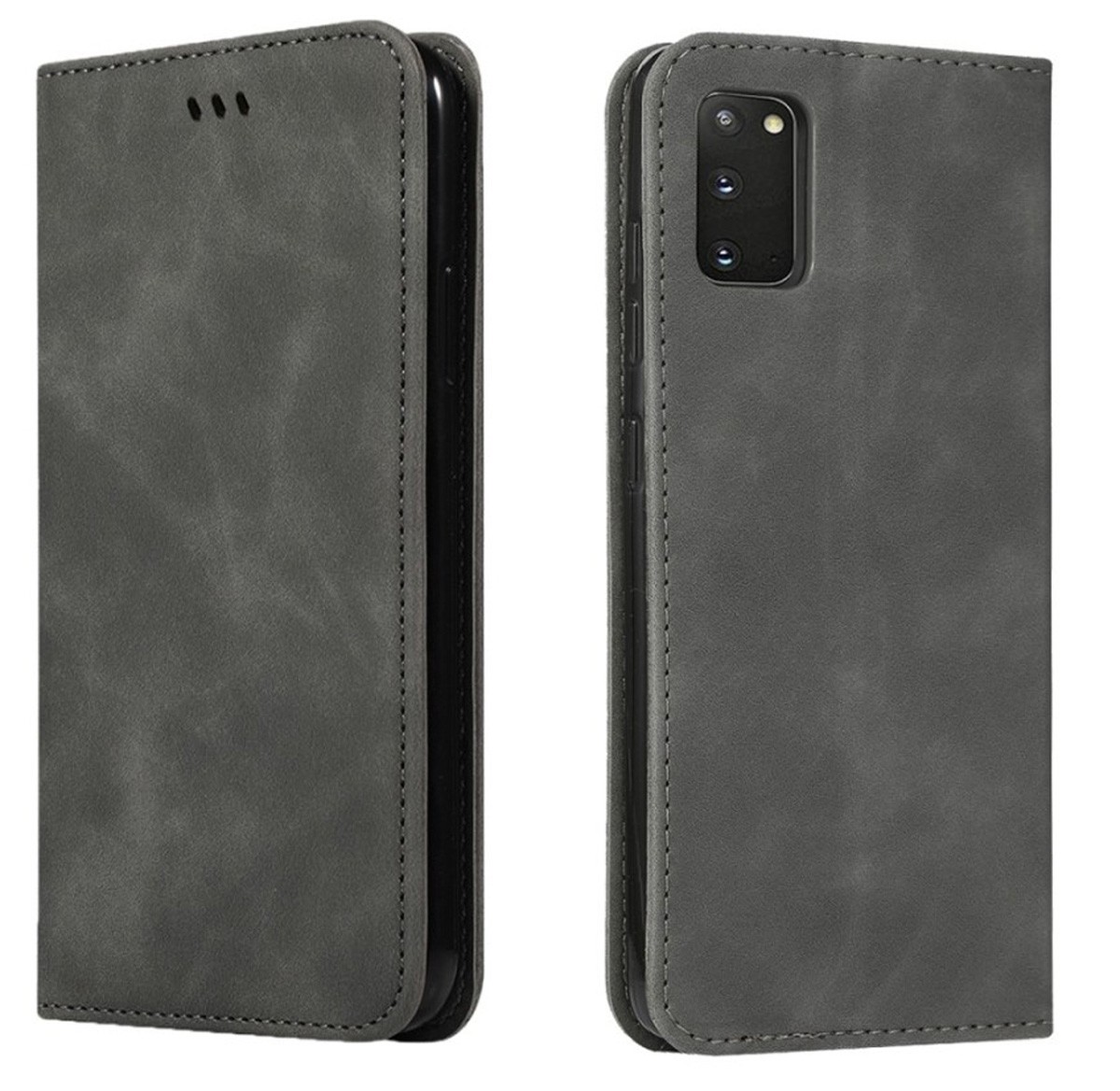 Tel1 Samsung Galaxy S20 Retro Skin Feel Magnetic Θήκη Βιβλίο - Dark Grey