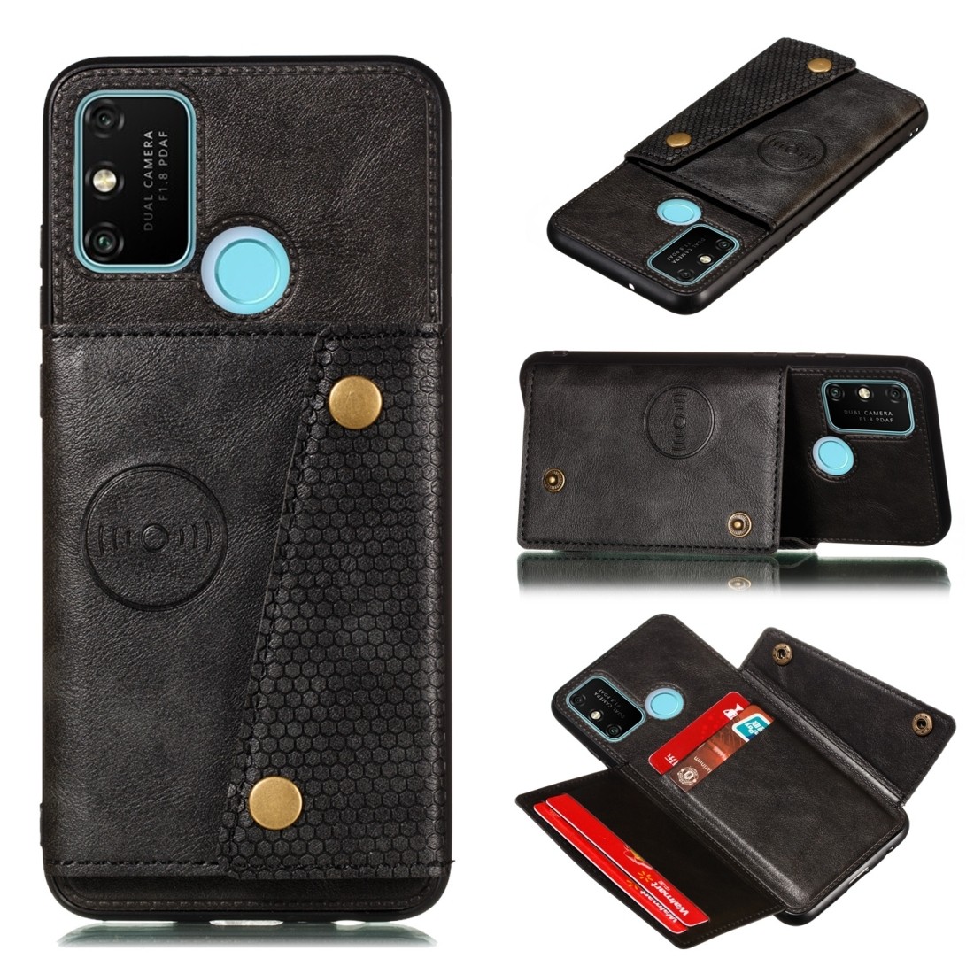 Θήκη Samsung Galaxy A21s Μαύρη Double Buckle PU + TPU Shockproof Magnetic Protective Case with Card Slot Black