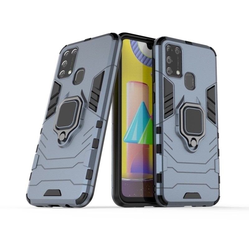 Σκληρή Θήκη Samsung Galaxy M31 Μπλε Με Σταντ PC + TPU Shockproof Protective Case with Magnetic Ring Holder Blue