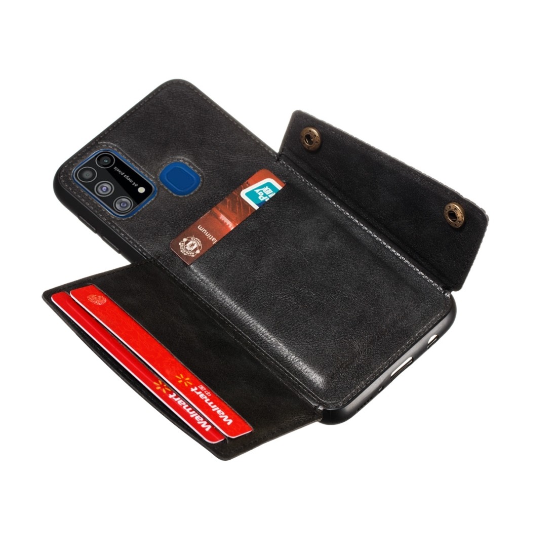 Θήκη Samsung Galaxy M31 Μαύρη Double Buckle PU + TPU Shockproof Magnetic Protective Case with Card Slot Black