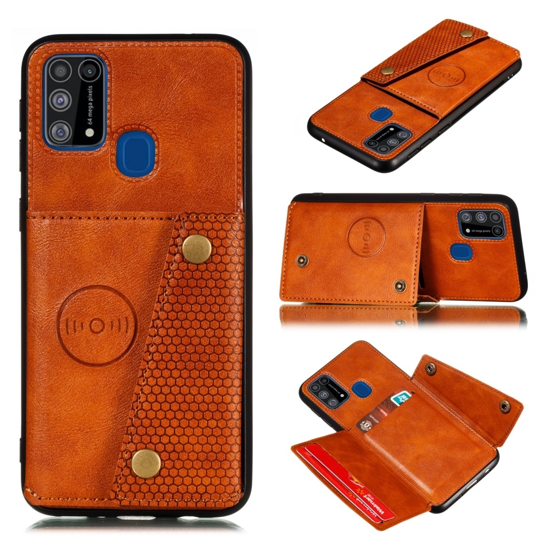 Θήκη Samsung Galaxy M31 Καφέ Double Buckle PU + TPU Shockproof Magnetic Protective Case with Card Slot Brown