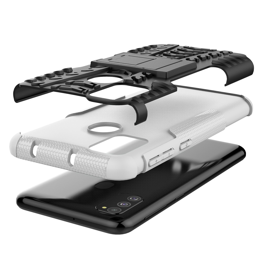 Θήκη Samsung Galaxy M31 / M21 Λευκή Tire Texture Shockproof TPU+PC Protective Case with Holder White