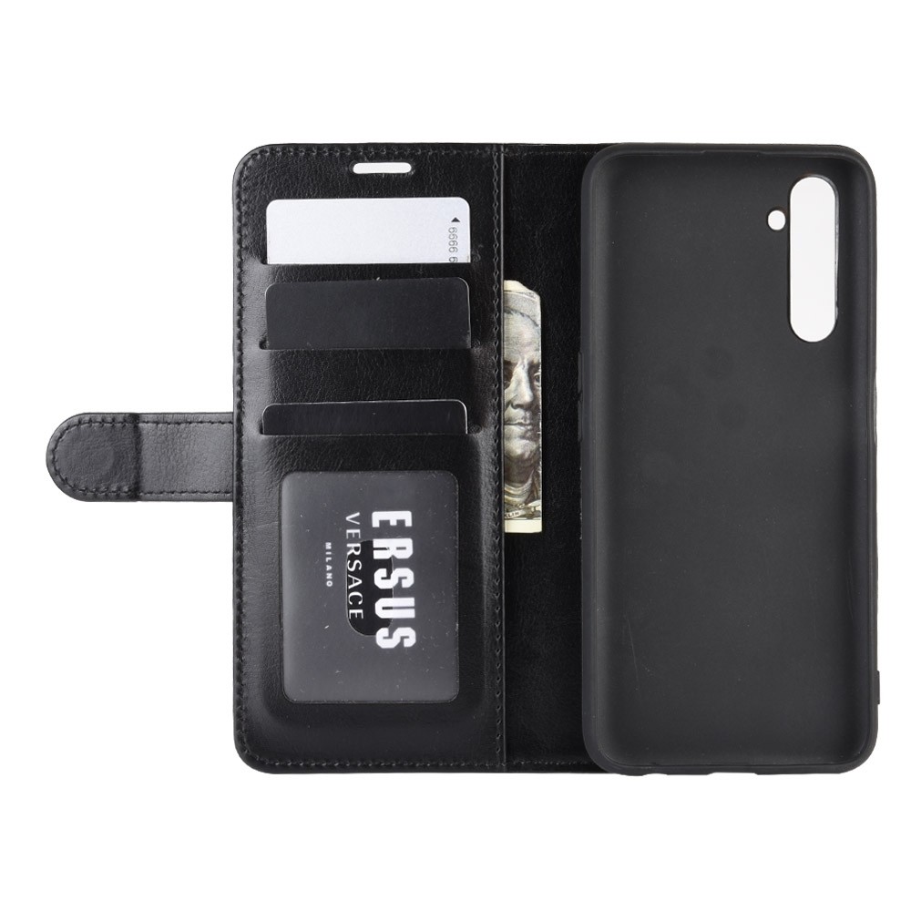Θήκη Realme 6 Pro Βιβλίο Μαύρο R64 Texture Single Horizontal Flip Protective Case Black