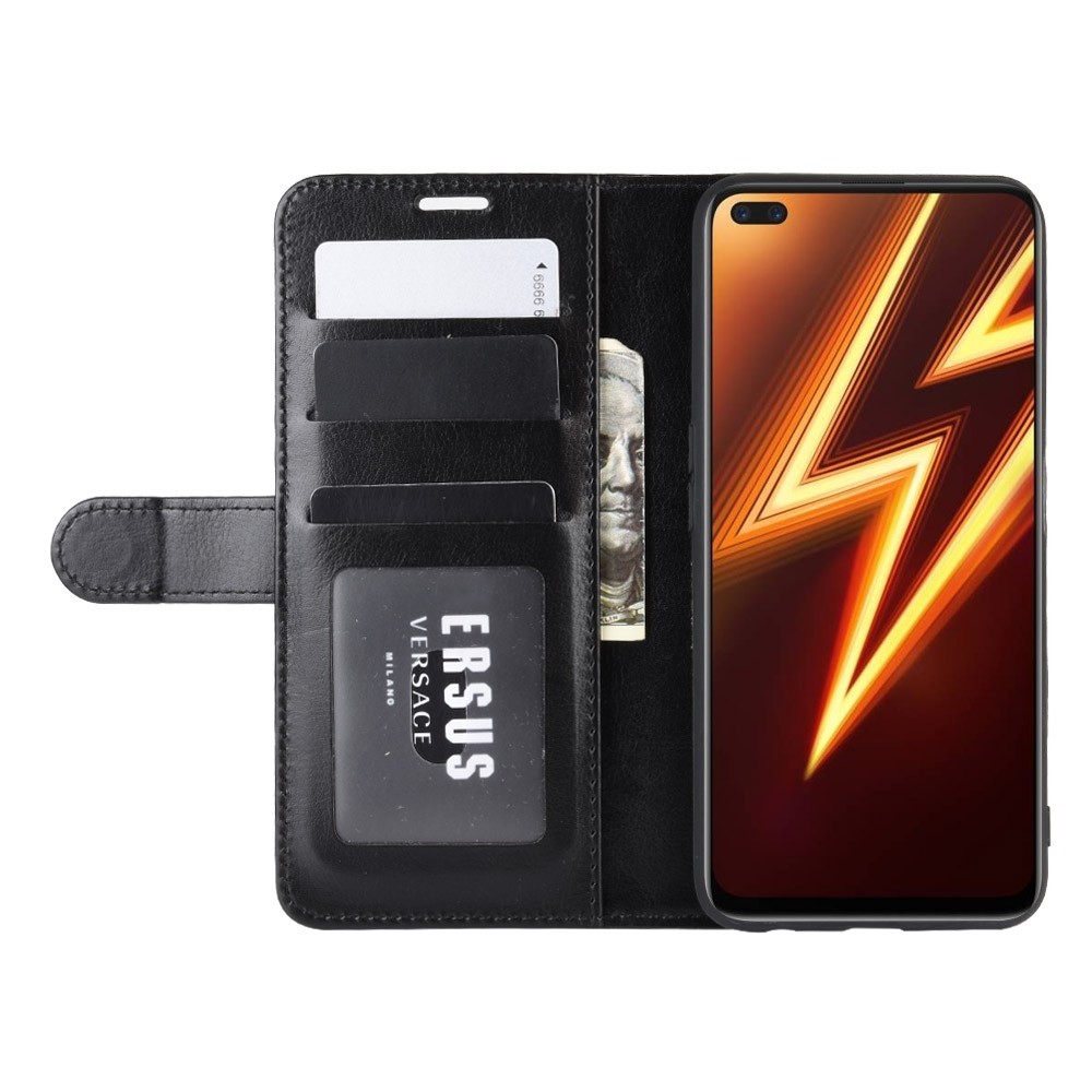 Θήκη Realme 6 Pro Βιβλίο Μαύρο R64 Texture Single Horizontal Flip Protective Case Black
