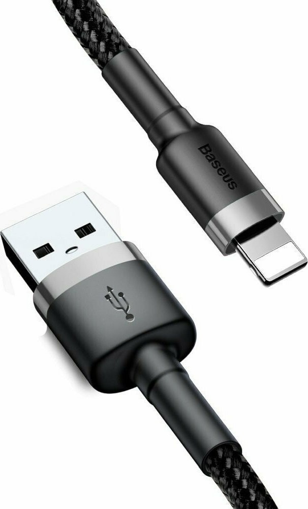 Baseus Cafule Durable Nylon Braided USB to Lightning Cable 2m 1.5A Black / Grey CALKLF-CG1