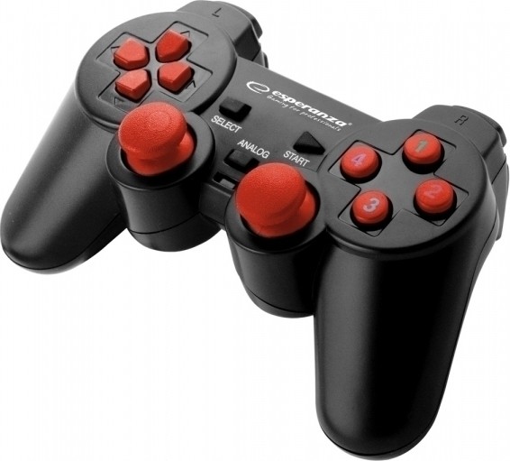 Esperanza Ενσύρματο Warrior Vibration Gamepad For PC Computers EGG102R USB Black - Red (5901299946930)