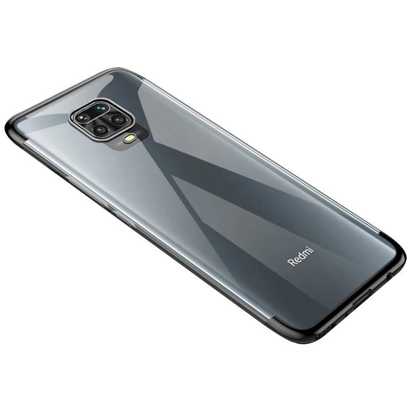 Θήκη Xiaomi Redmi Note 9S / 9 Pro / 9 Pro Max Σιλικόνης Διάφανη - Μαύρη TPU Electroplating Frame Cover Transparent - Black
