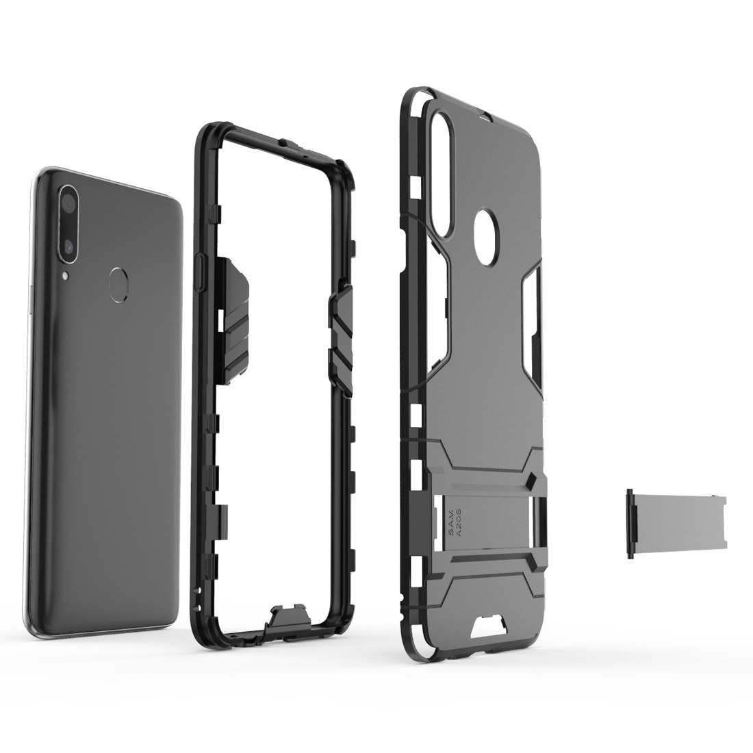Σκληρή Θήκη Samsung Galaxy A20s Μαύρη PC + TPU Shockproof Protective Case with Holder Black