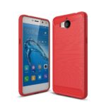 Θήκη Huawei Y6 2017 / Y5 2017 Σιλικόνης Κόκκινη Brushed Texture Carbon Fiber TPU Case Red