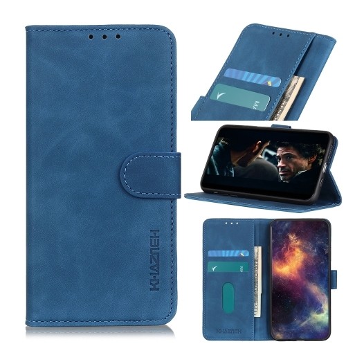 Θήκη Huawei P Smart 2021 Βιβλίο Μπλε KHAZNEH Retro Texture PU + TPU Horizontal Flip Case Blue