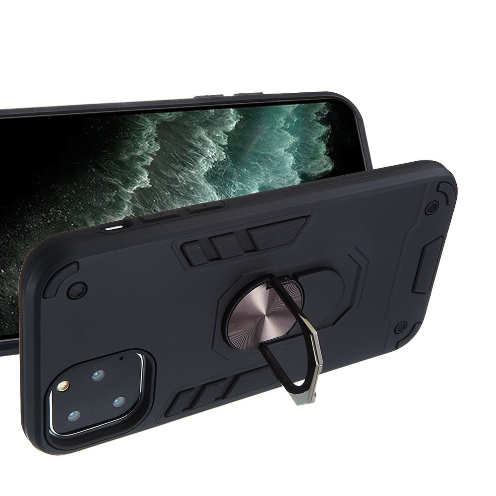 Θήκη iPhone 11 Pro Μαύρη Με Σταντ 2 in 1 Armour Series PC + TPU Protective Case with Ring Holder Black