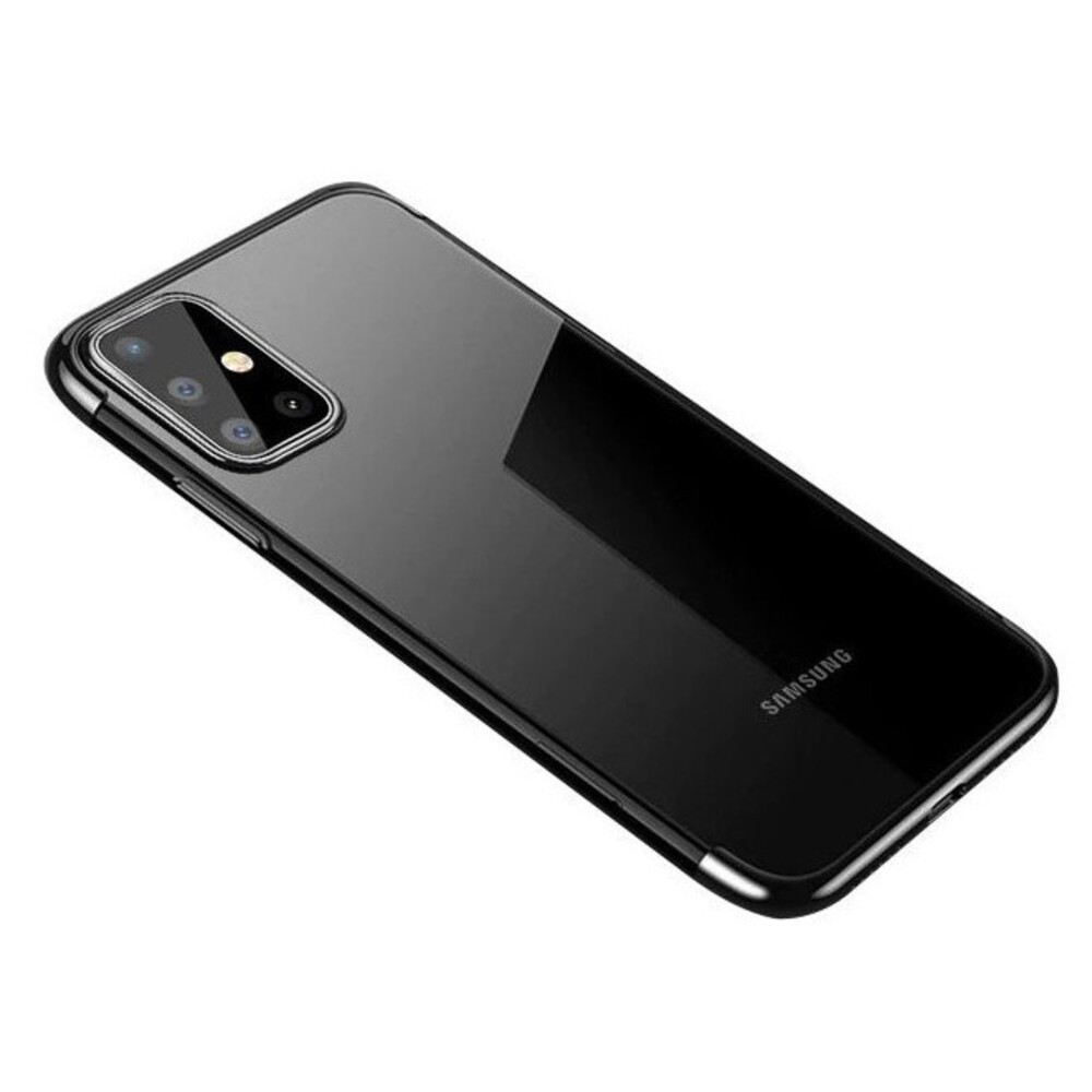 Forcell Samsung Galaxy A41 Electroplating Frame Θήκη με Πλαίσιο Σιλικόνης Διάφανη - Black