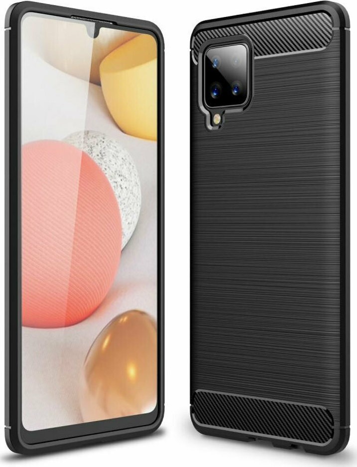 Θήκη Samsung Galaxy A42 Σιλικόνης Μαύρη Brushed Carbon Fiber Silicone Case Black
