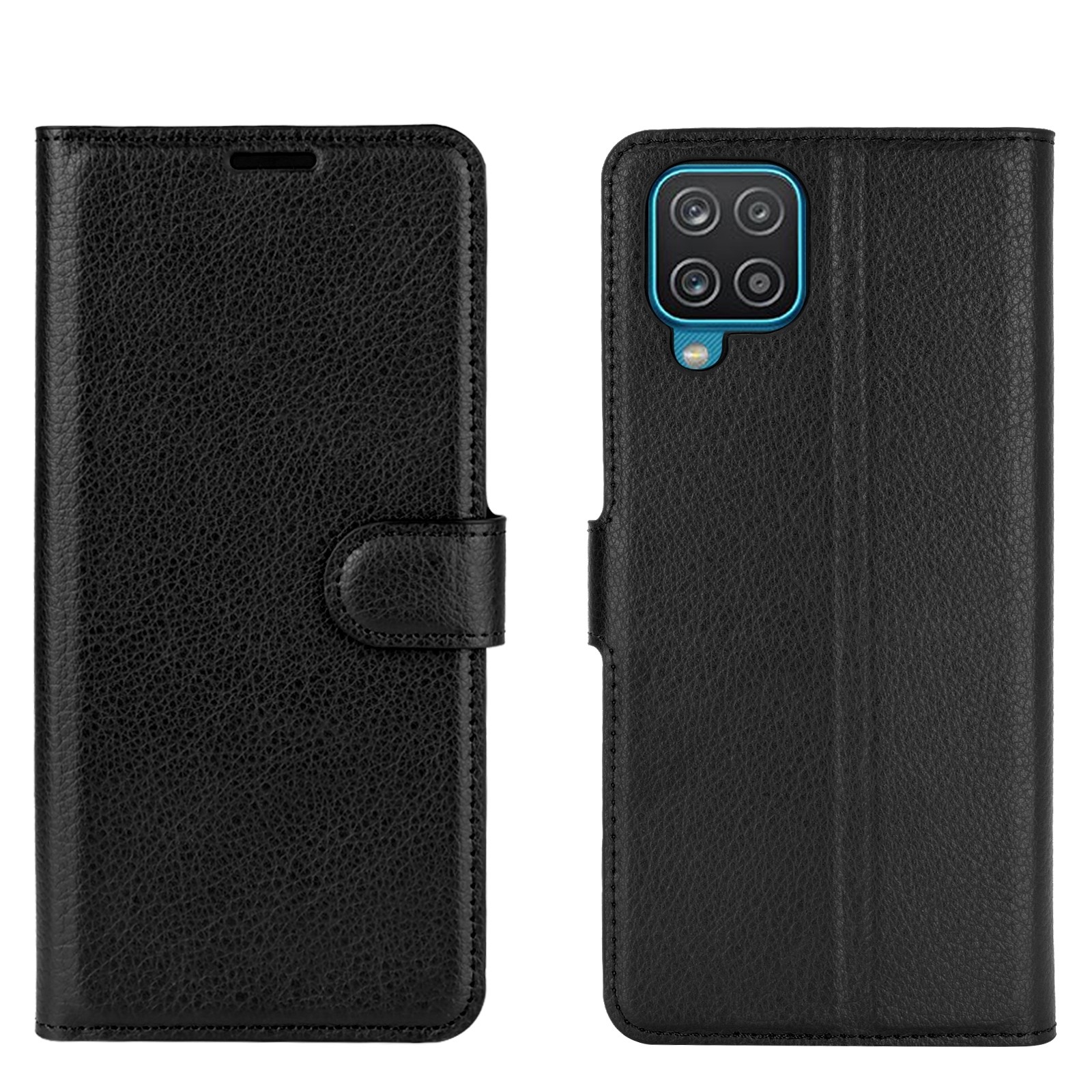 Θήκη Samsung Galaxy A12 / M12 Βιβλίο Μαύρο Litchi Texture Horizontal Flip Protective Case Black