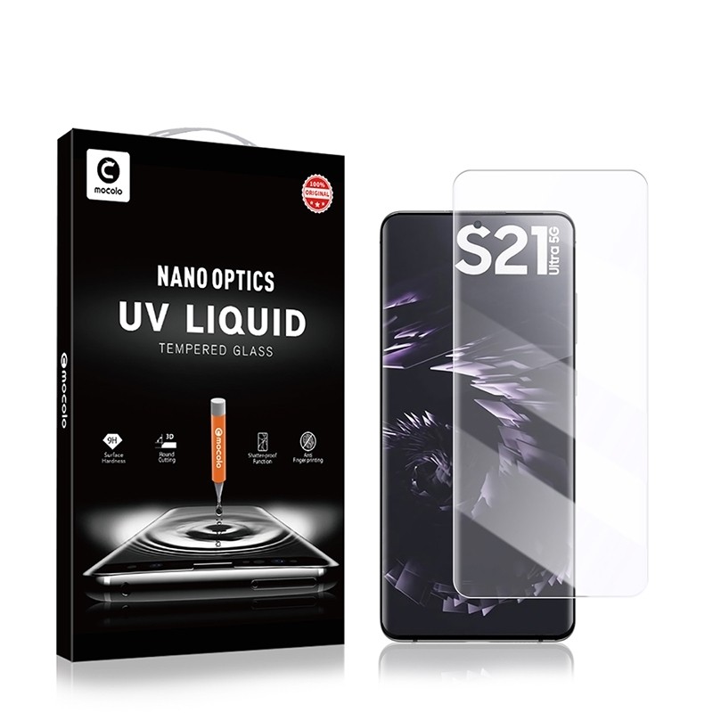 Samsung Galaxy S21 Plus 5G Προστατευτικό Τζαμάκι Mocolo 9H 3D Full Screen UV Screen Film Support Fingerprint Unlock Tempered Gla