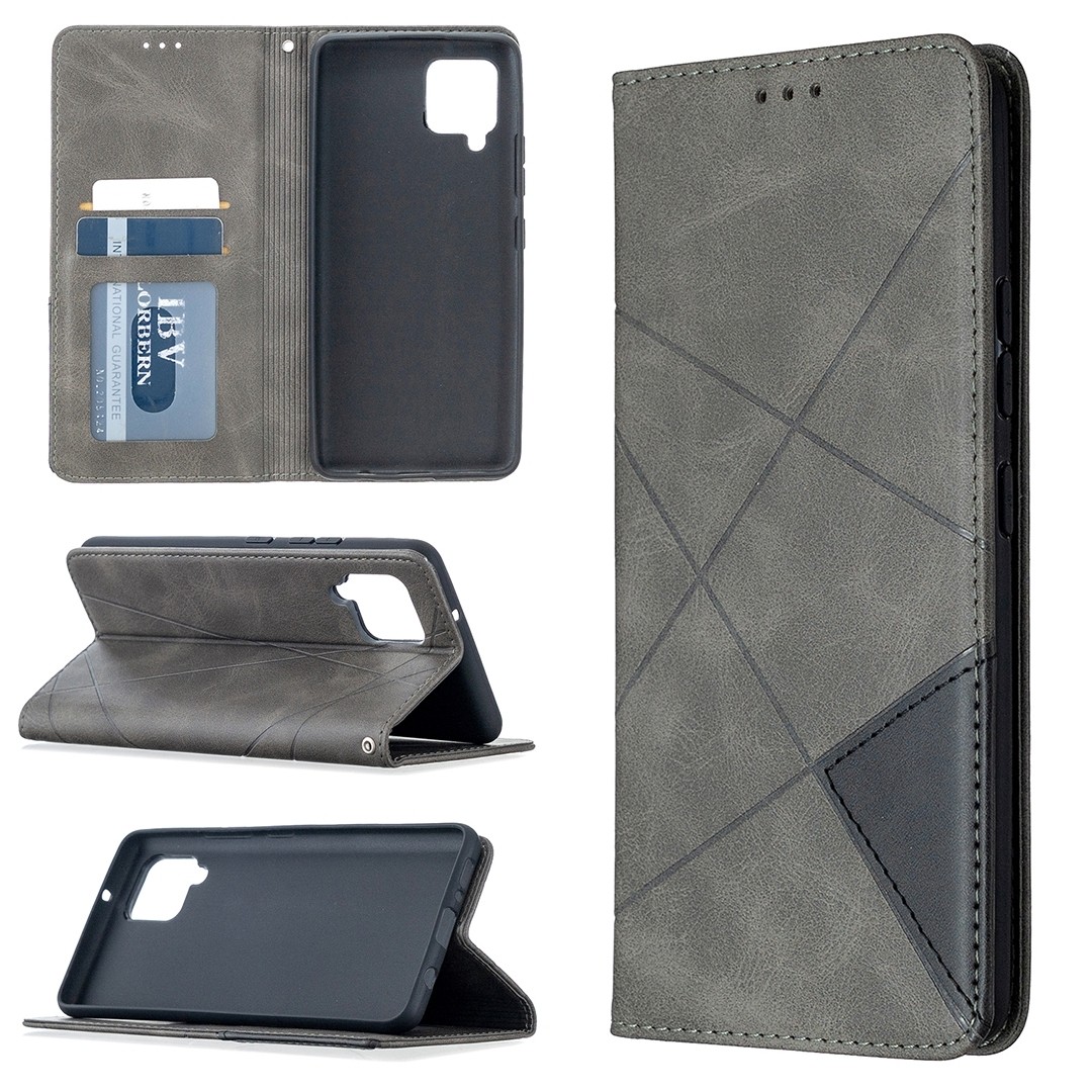 Θήκη Samsung Galaxy A42 Βιβλίο Γκρι Rhombus Texture Horizontal Flip Magnetic Case Grey