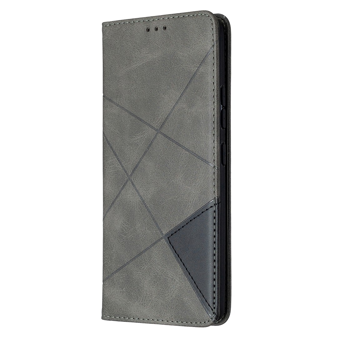 Θήκη Samsung Galaxy A42 Βιβλίο Γκρι Rhombus Texture Horizontal Flip Magnetic Case Grey