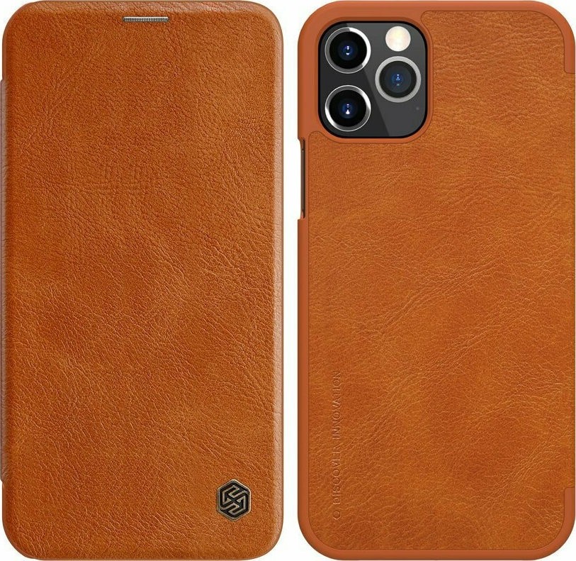 Θήκη iPhone 12 / 12 Pro Βιβλίο Καφέ NILLKIN QIN Series Crazy Horse Texture Horizontal Flip Leather Case with Card Slot Brown