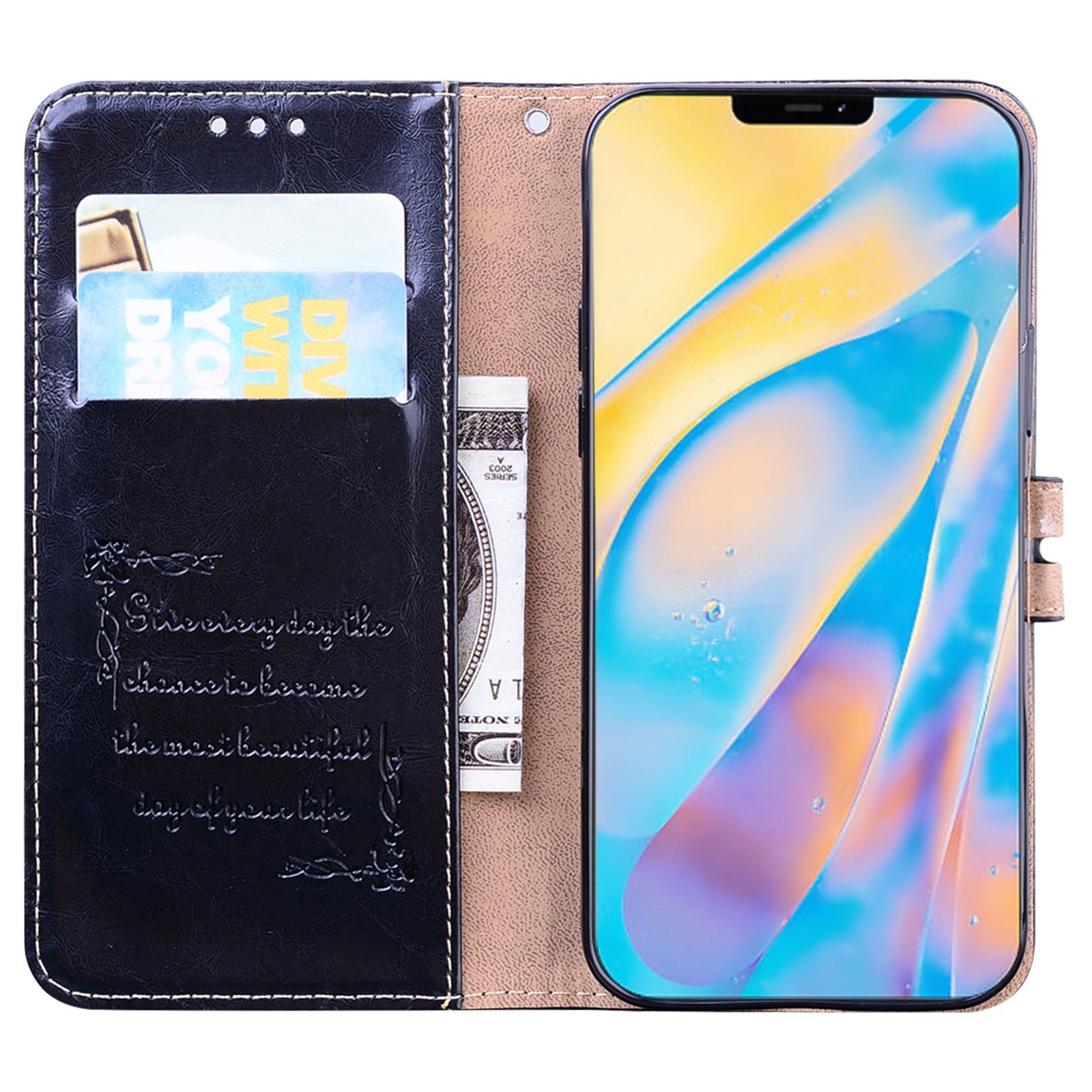 Θήκη iPhone 12 mini Βιβλίο Μαύρο Business Style Oil Wax Texture Horizontal Flip Case Black