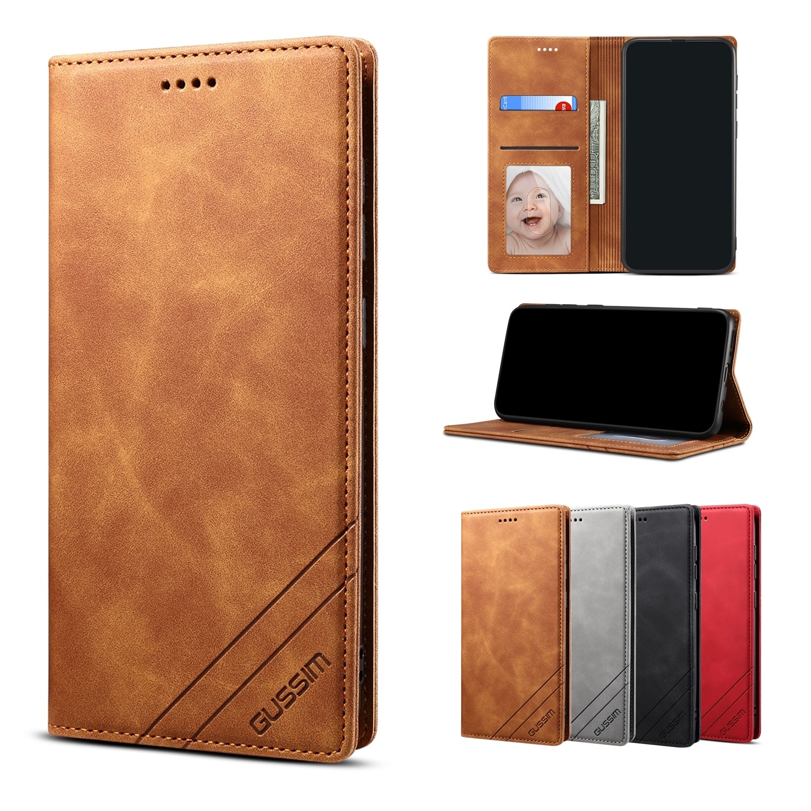 Θήκη iPhοne 7 Plus / 8 Plus Βιβλίο Καφέ GUSSIM GS-001 Business Style Horizontal Flip Skin Feel Case Bown