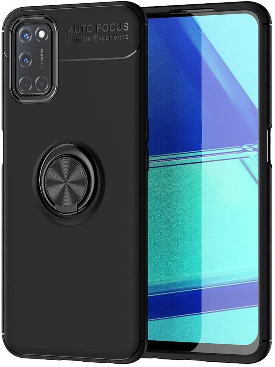 Forcell Samsung Galaxy A72 4G / A72 5G Metal Ring Holder 360 Degree Rotating Θήκη Σιλικόνης - Black