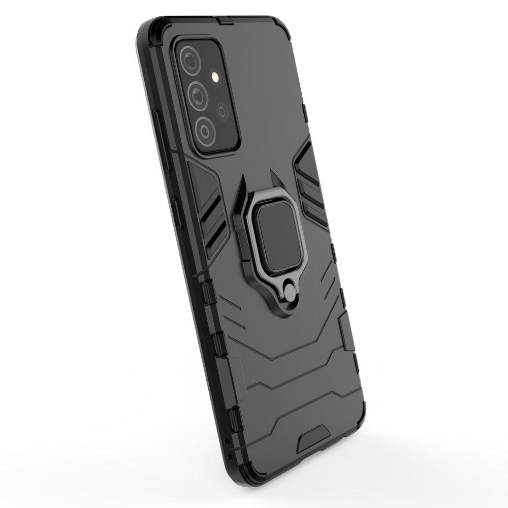 Samsung Galaxy A72 4G / A72 5G Σκληρή Θήκη Μαύρη Με Σταντ Shockproof PC + TPU Protective Case with Magnetic Ring Holder Black