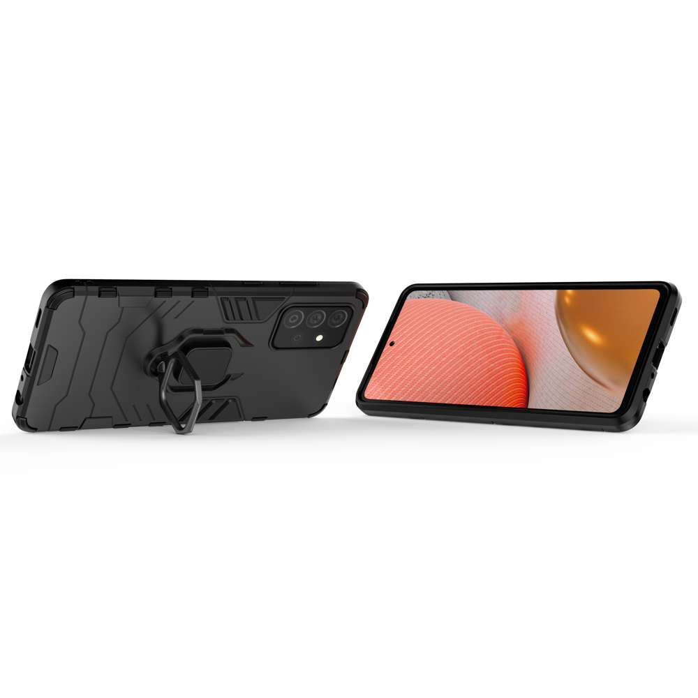 Samsung Galaxy A72 4G / A72 5G Σκληρή Θήκη Μαύρη Με Σταντ Shockproof PC + TPU Protective Case with Magnetic Ring Holder Black