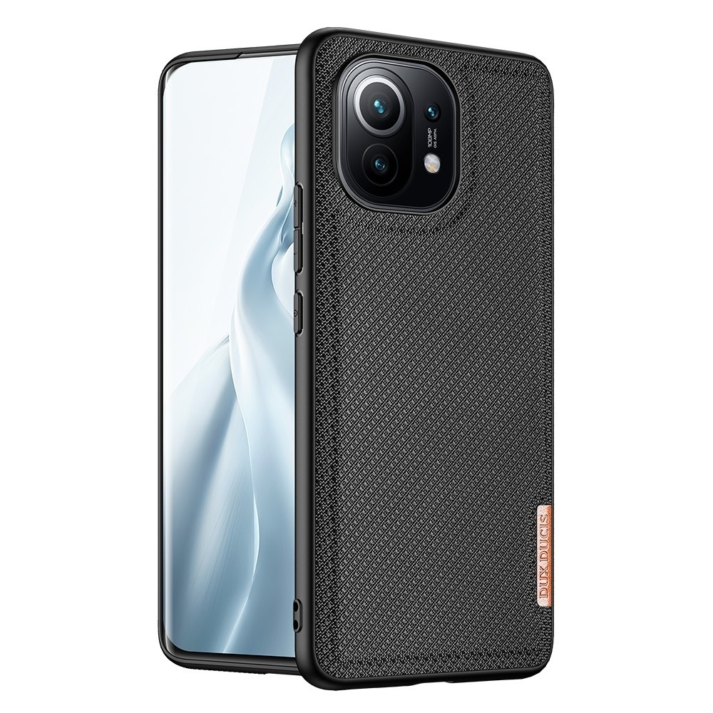 Θήκη Xiaomi Mi 11 Μαύρη με Πλαίσιο Σιλικόνης και Επένδυση από Ύφασμα DUX DUCIS Fino Series PU + TPU Protective Case Black