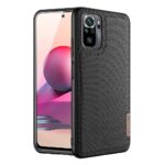 Θήκη Xiaomi Redmi Note 10 4G / Note 10S / Poco M5s Μαύρη με Πλαίσιο Σιλικόνης και Επένδυση από Ύφασμα DUX DUCIS Fino Series PU +