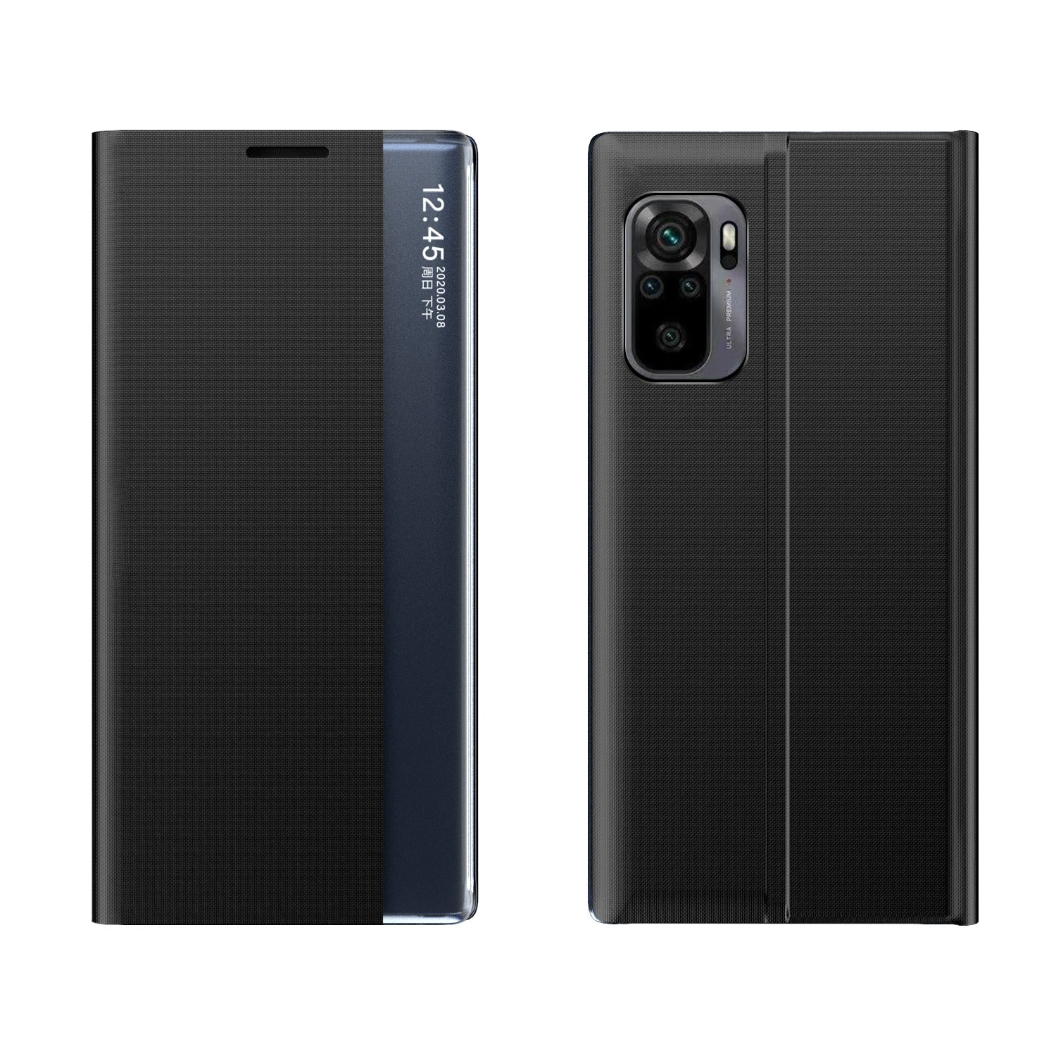 Θήκη Xiaomi Redmi Note 10 4G / Note 10S / Poco M5s Βιβλίο Μαύρο Side Display Magnetic Horizontal Flip Plain Texture Cloth + PC C