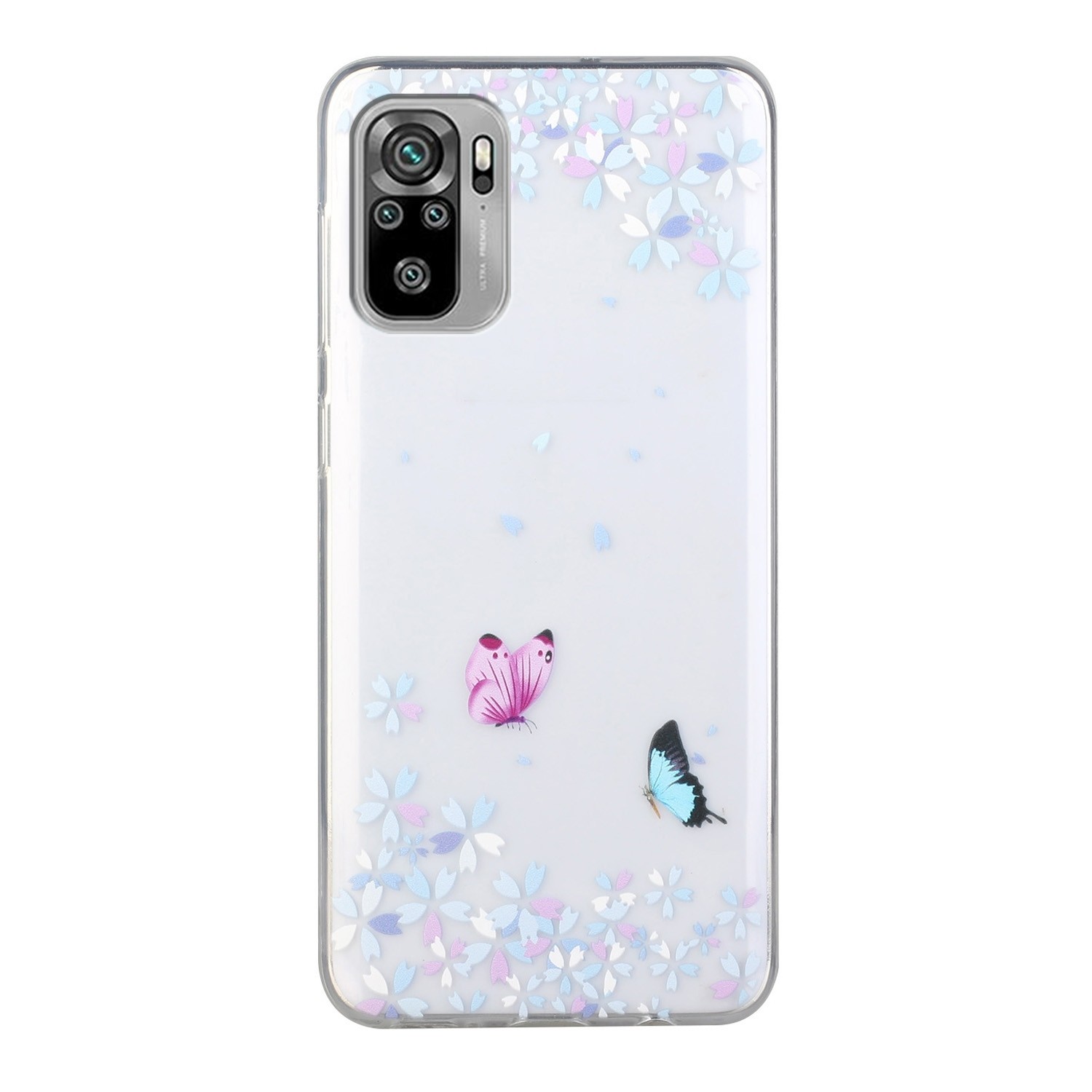 Θήκη Xiaomi Redmi Note 10 4G / Note 10S / Poco M5s Σιλικόνης Μικρές Πεταλούδες Coloured Drawing Pattern Transparent TPU Protecti