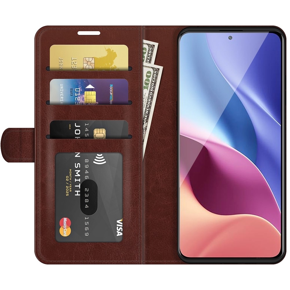 Θήκη Xiaomi Poco F3 / Mi 11i Βιβλίο Καφέ R64 Texture Single Horizontal Flip Protective Case Brown