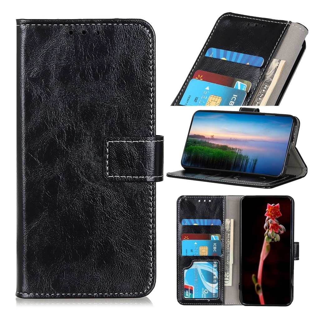 Θήκη Xiaomi Poco F3 / Mi 11i Βιβλίο Μαύρο Retro Crazy Horse Texture Horizontal Flip Case Black