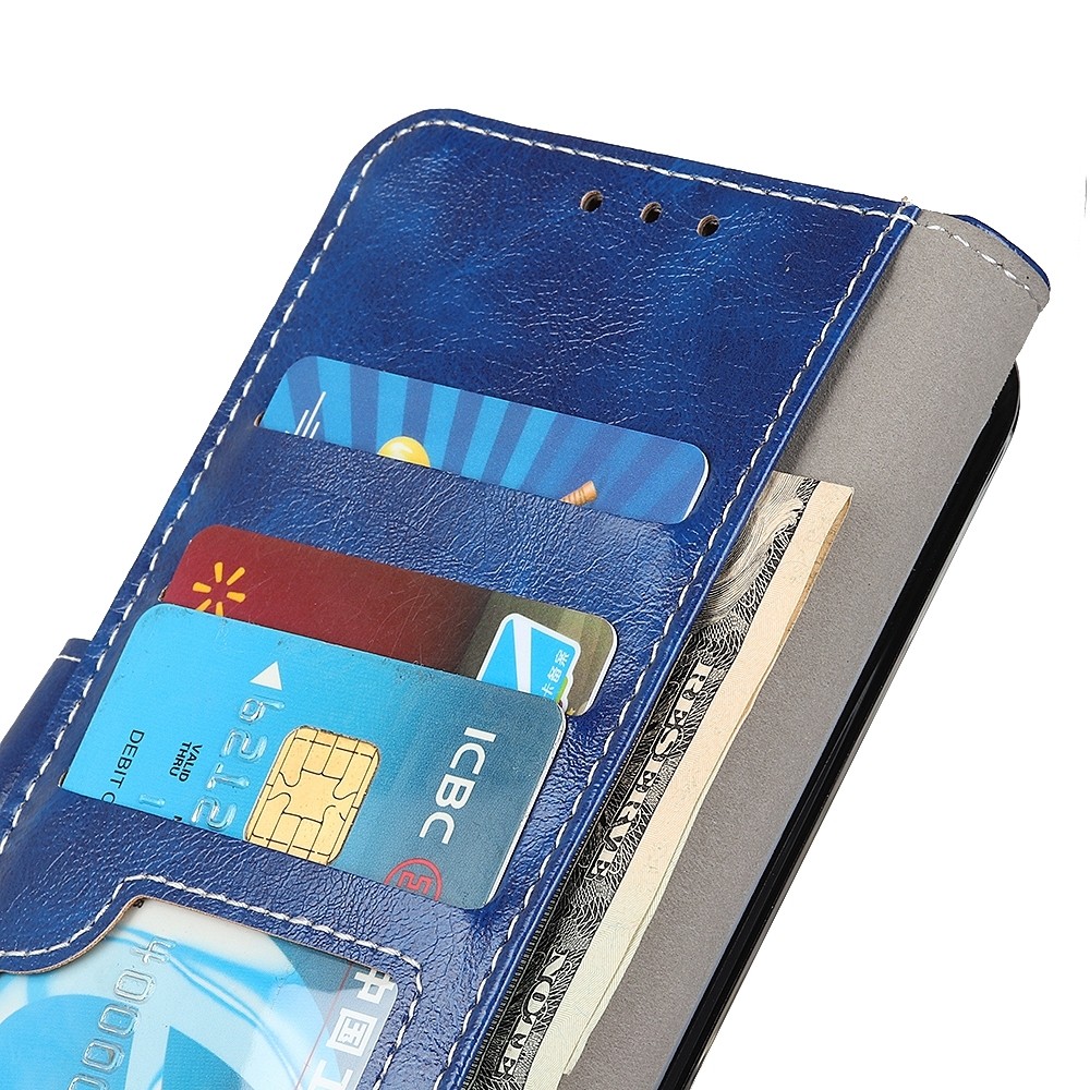 Θήκη Xiaomi Poco F3 / Mi 11i Βιβλίο Μπλε Retro Crazy Horse Texture Horizontal Flip Case Blue