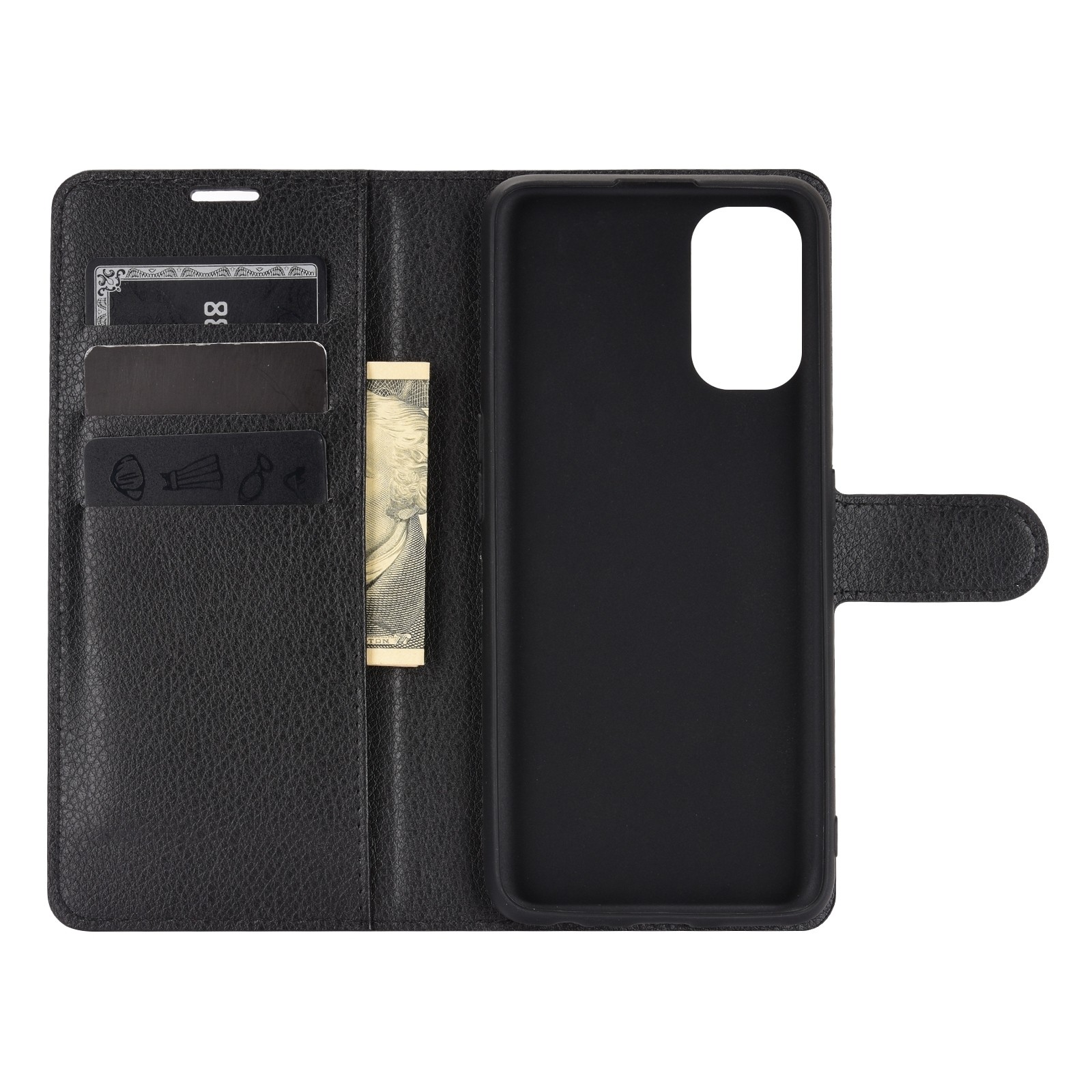 Θήκη Realme 7 Pro Βιβλίο Μαύρο Litchi Texture Horizontal Flip Protective Case Black