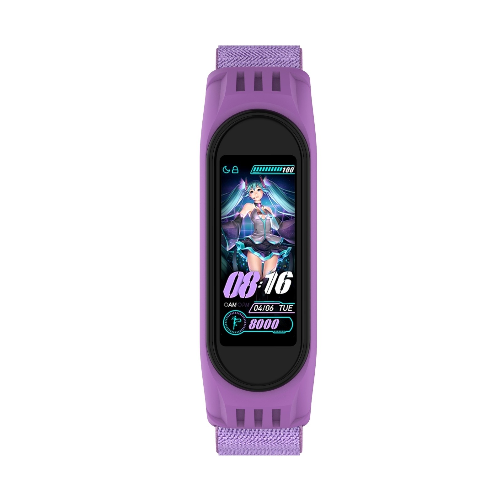 Λουράκι Xiaomi Mi Band 3 / 4 / 5 / 6 Μωβ Twill 8-shaped Buckle Elastic Replacement Strap Watchband Purple