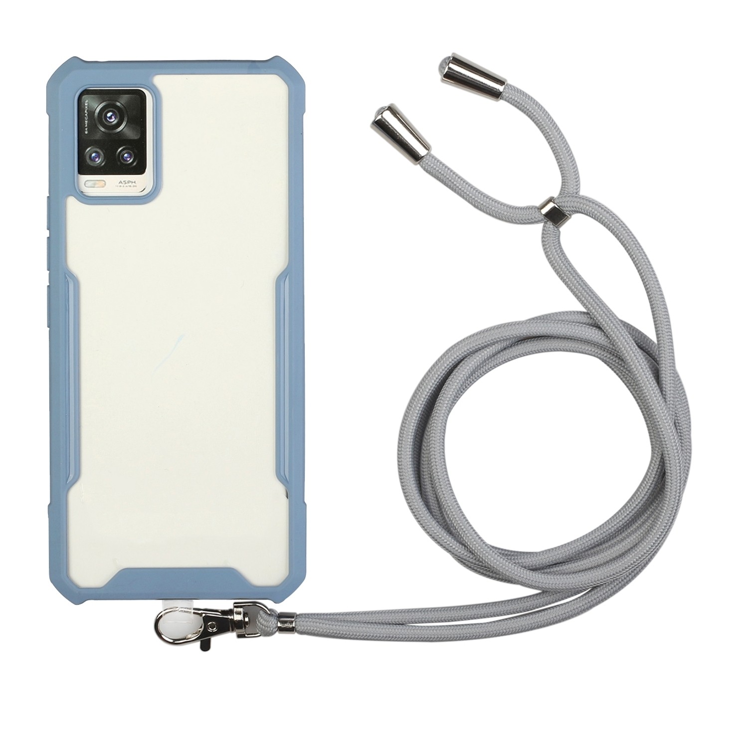 Samsung Galaxy A72 4G / A72 5G Θήκη Μπλε - Γκρι με Λουράκι Acrylic + Color TPU Shockproof Case with Neck Lanyard Blue - Grey