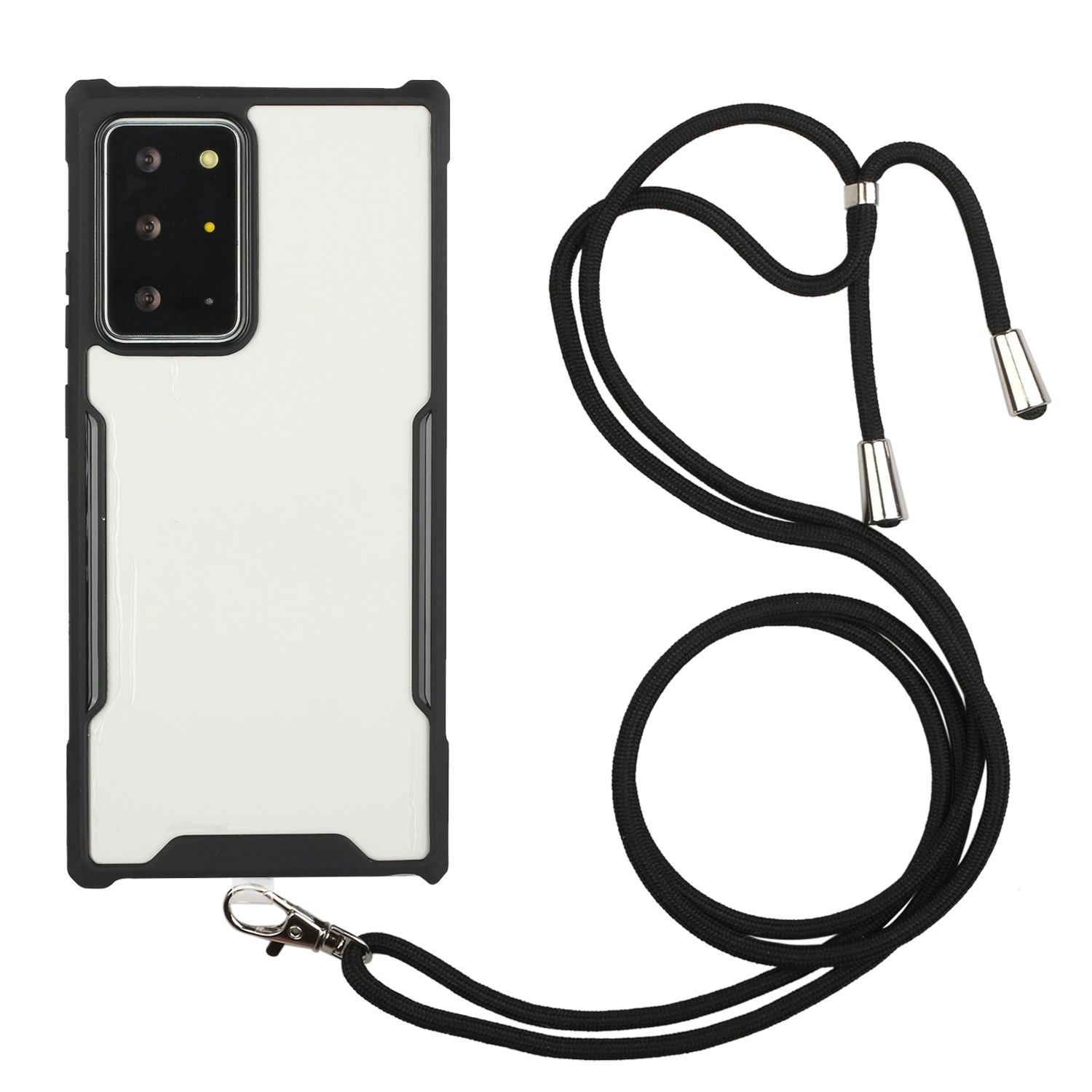 Θήκη Samsung Galaxy S20 Ultra Μαύρη με Λουράκι Acrylic + Color TPU Shockproof Case with Neck Lanyard Black