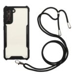 Θήκη Samsung Galaxy S21 Plus 5G Μαύρη με Λουράκι Acrylic + Color TPU Shockproof Case with Neck Lanyard Black