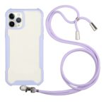 Θήκη iPhone 12 Μωβ με Λουράκι Acrylic + Color TPU Shockproof Case with Neck Lanyard Purple